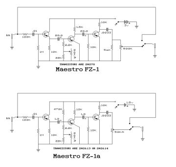 Maestro Fuzz FZ1 schematic circuit diagram